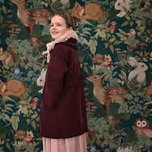 Load image into Gallery viewer, Transform your child&#39;s bedroom into a magical woodland wonderland with our whimsical forest friends wallpaper. Made from eco-friendly, fiber wood material, this wallpaper is not only mold, fire, and moisture-proof but also sound-absorbing for a peaceful and serene atmosphere. Plus, it&#39;s completely formaldehyde-free for a safer environment for your little ones. Make their room a nature-inspired oasis with our multiple size options.
