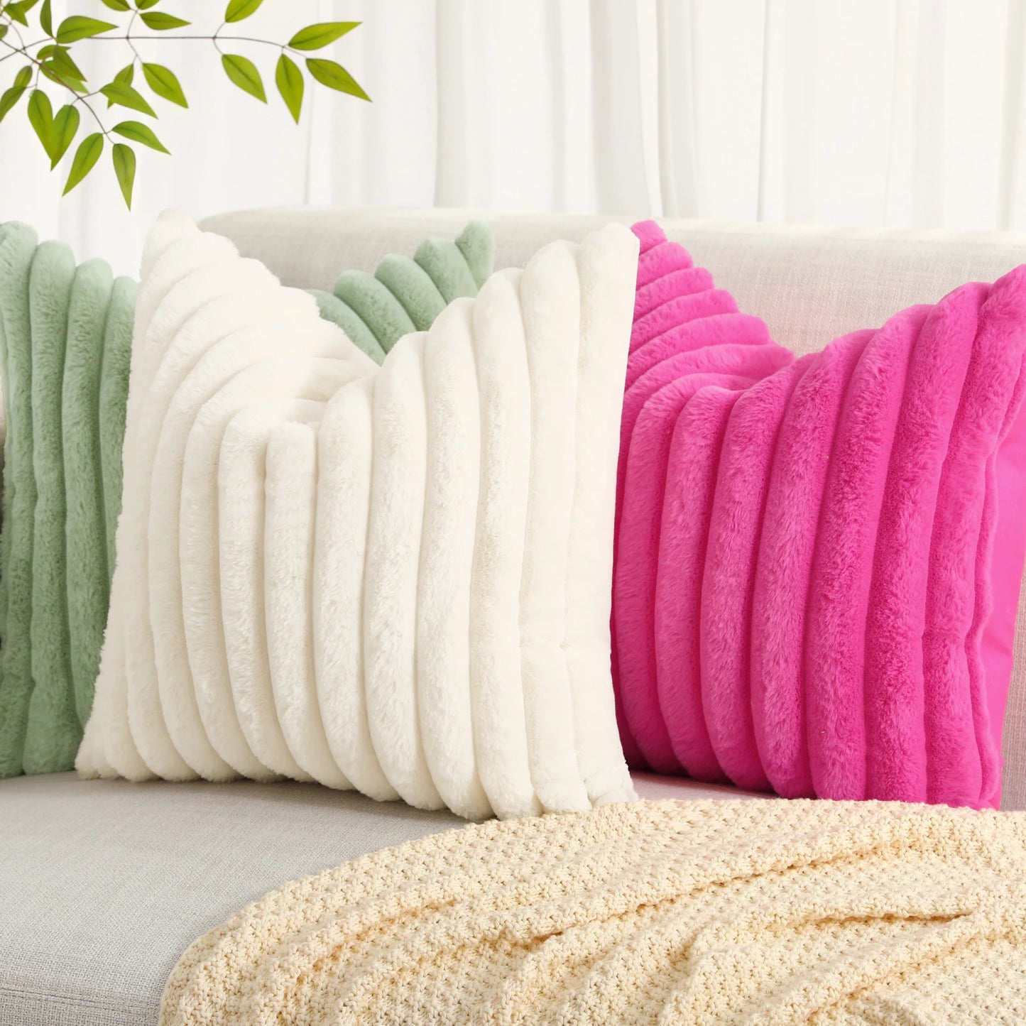 Transform your child's bedroom or playroom into a vibrant and unique space with this faux fur pillow cover in fuchsia pink. Made of soft material on both sides, these throw pillow covers provide unparalleled comfort and warmth. Elevate your decor with this exceptional accent piece that combines comfort and style.