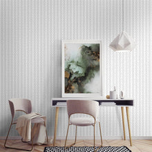 Load image into Gallery viewer, This herringbone wallpaper is the perfect way to add a touch of modern style and comfort to your kid&#39;s bedroom. Available in grey/white and black/white, the waterproof and formaldehyde-free vinyl material is easy to install, and fireproof, mildew-resistant and moisture-proof for lasting durability. Transform any bedroom with this stylish, practical wallpaper!
