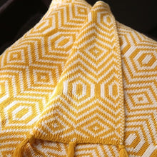 Load image into Gallery viewer, Your little one can drift off into dreamland with sweet softness and warmth. Wrap them up in this sumptuously soft yellow knitted blanket, crafted from lightweight material for ultimate comfort. Experience the luxurious coziness of a better night&#39;s sleep!  Size: 50 x 62 inches (130cm x 160cm) Material: 100% High Quality Acrylic Machine Wash: Color separate in a gentle cold water cycle. Tumble dry low, Low iron.

