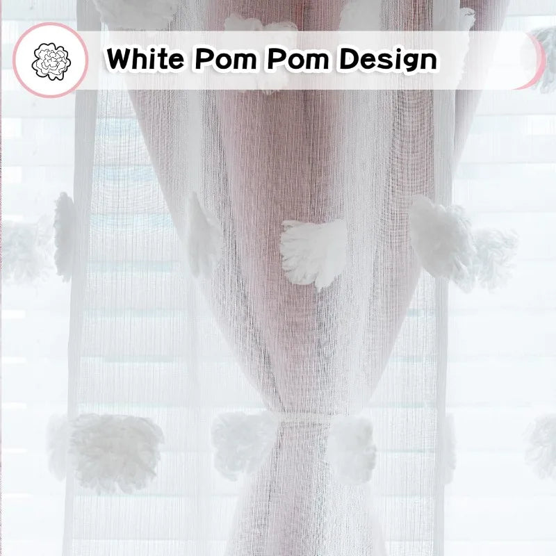 An elegant addition to any kids' bedroom or playroom, the Pink Pompom Double Layer Curtain is designed with unique, eye-catching pom poms that add a touch of sophistication. The double layer of sheer fabric and curtains provides a lightweight and airy atmosphere, perfect for softening the ambiance of any room in your home.