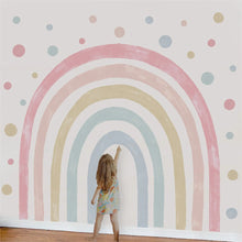 Load image into Gallery viewer, Pink Yellow and Blue Rainbow and Dots Wall Decal
