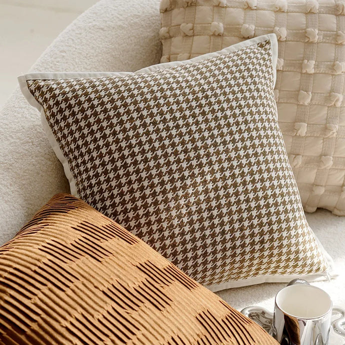 Get your kid's bedroom or playroom looking stylish and cozy with our Checkered Brown and Beige Pillow. This pillow includes a light Taupe case and a soft, supportive insert, making it the perfect addition to any space.