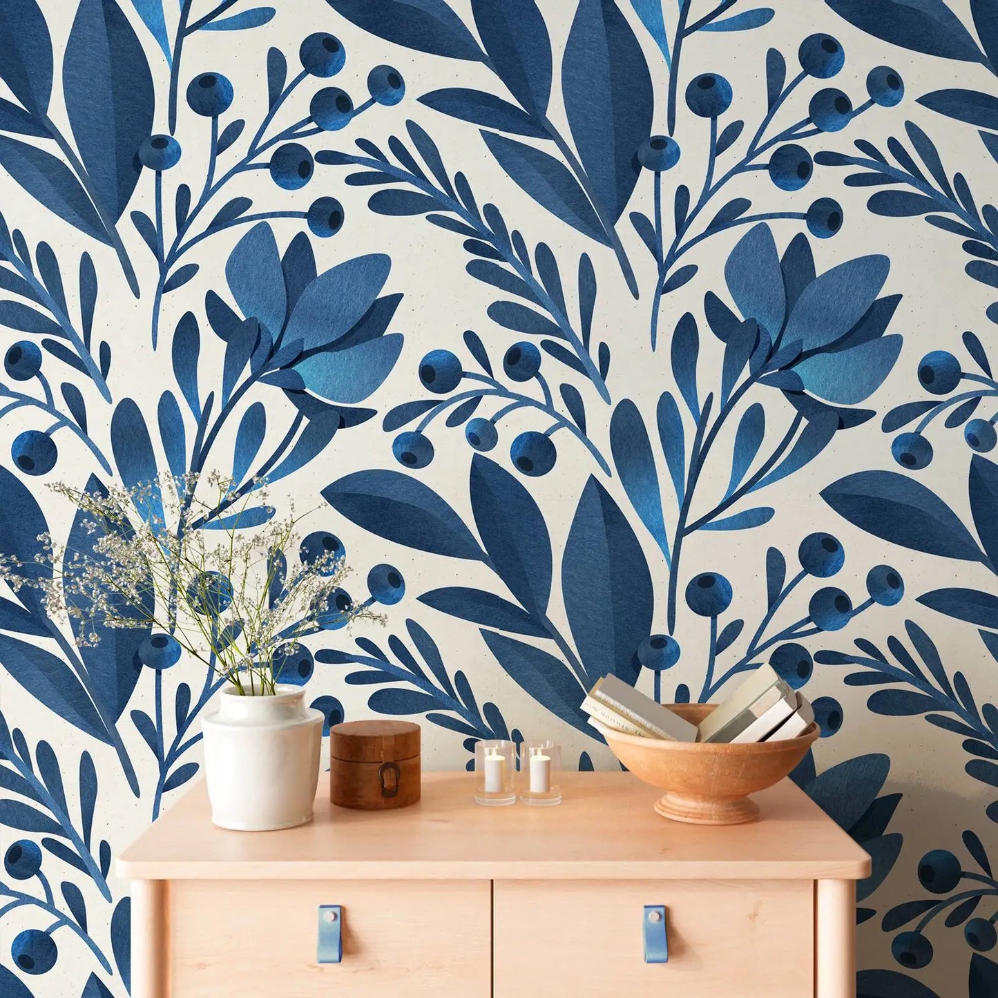 Teal Floral Wallpaper