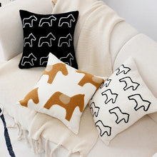 Load image into Gallery viewer, Transform your kid&#39;s bedroom with our adorable Abstract Horse Pillow Cover, available in multiple designs including black and brown. Add a touch of cuteness to their space!
