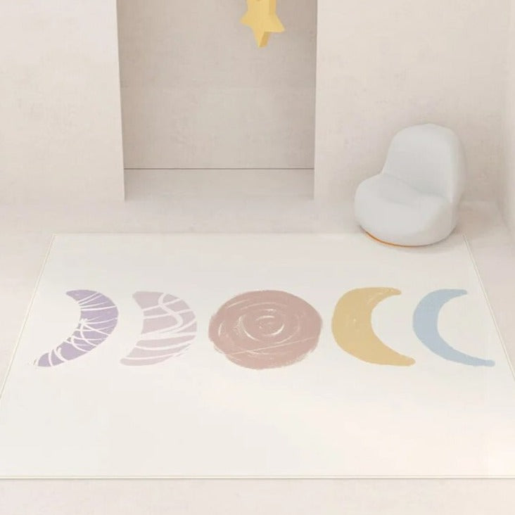 Let your kids take their bedrooms to the moon and back with this modern Nordic Moon Rug! Crafted with soft, durable polyester, this rug gives off a cozy, out-of-this-world vibes that's perfect for a starry night in. Sizes come in all shapes and sizes, so you'll be sure to find the right fit for your lunar landing pad. Moon's out, dreams in!