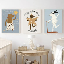 Load image into Gallery viewer, Looking to jazz up your child&#39;s bedroom or playroom? Look no further than our collection of funky retro animal art on canvas! With multiple sizes to choose from, you can mix and match to create a truly unique display. Please note that the frames are not included (but the cool factor is!).
