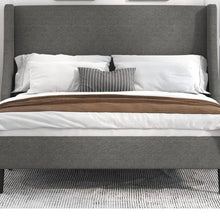 Load image into Gallery viewer, Transform your child or teenager&#39;s bedroom into a stylish and comfortable haven with this amazing light grey upholstered bed frame! Experience the ultimate in bedroom comfort and style with this incredible light grey upholstered bed frame! 
