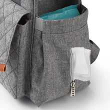 Load image into Gallery viewer, Crafted for both style and convenience, the Light Grey Diaper Backpack is the perfect travel companion for parents on-the-go. Equipped with stroller straps, this fashion-forward backpack is a must-have for any trendy parent.
