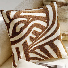 Load image into Gallery viewer, Transform your child&#39;s bedroom or playroom with our stunning white and brown geometric pillow case, complete with a soft and comfortable pillow insert. It&#39;s the perfect addition to elevate the décor and comfort of their space!
