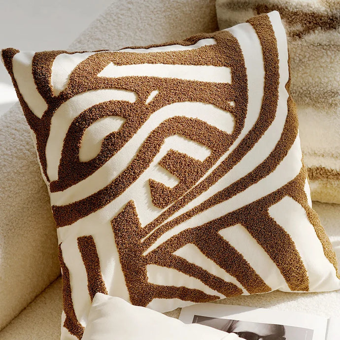 Transform your child's bedroom or playroom with our stunning white and brown geometric pillow case, complete with a soft and comfortable pillow insert. It's the perfect addition to elevate the décor and comfort of their space!