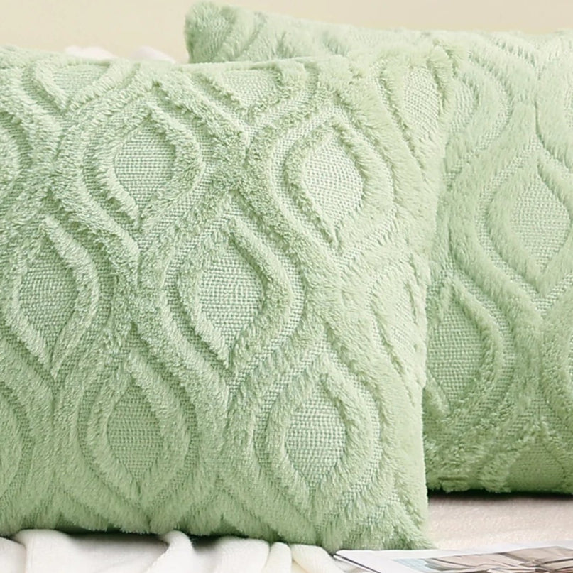 Transform the look of your children's bedroom or playroom with this unique Sage Green Geometric Plush Pillow Cover. Made from soft and fluffy flannel on both sides, this decorative throw pillow guarantees ultimate comfort and a touch of modern style.