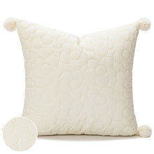 Load image into Gallery viewer, Bring a touch of style to your children&#39;s room with this charming square pillow case! Soft and comfortable, it features a beautiful embroidered pattern that adds a touch of sophistication. Now they can enjoy plush comfort and a chic look all in one! (Extra bonus: it&#39;s pompom-tastic!)  Size: 17.71. x 17.71 inches (45x45cm) Material: Cotton and Polyester. Technics: Woven. Open: Zipper. Pillow insert (Filling) not included.
