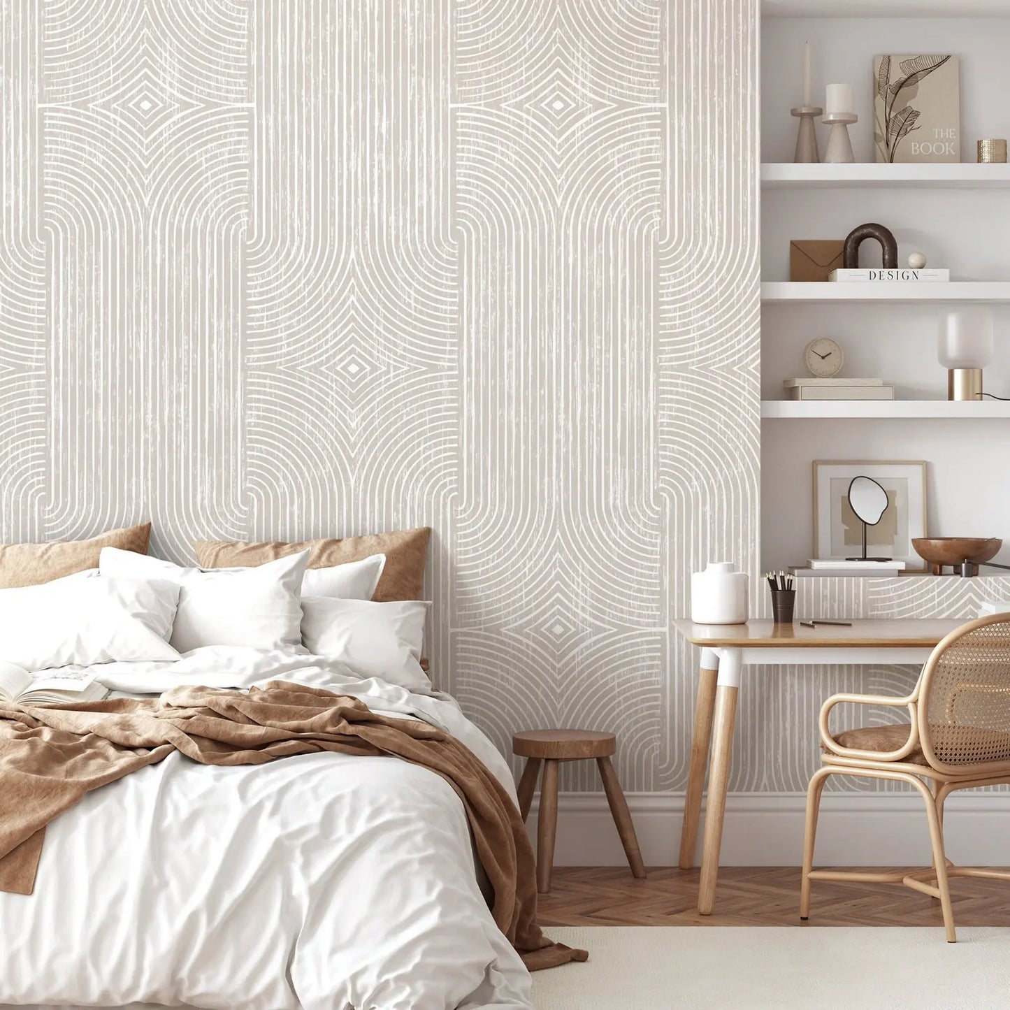 This neutral geometric wallpaper is perfect for spicing up your kid's or teen's bedroom or playroom.