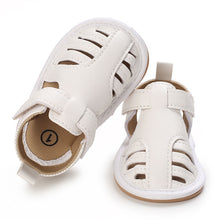 Load image into Gallery viewer, Give your baby&#39;s feet the royal treatment with beige baby sandals! Soft and flexible, these beautiful sandals come in an array of colors to suit any style. Offering baby-perfect fit and comfort, they provide extra stability and support their growing feet. Treat your baby to a touch of luxury with Milan Baby Sandals!  Upper Material: Cotton  Outsole Material: Rubber Heel Type: Flat 
