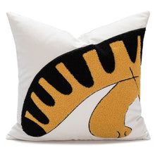 Load image into Gallery viewer, Let your little cubs go wild with our handmade Embroidery Tiger Pillow Cover! Crafted from cotton and featuring a 17 x 17 inch (45cm x 45cm) design (perfect for cuddling up with at night), this snuggly pillow will add a touch of wildness to any nursery or kid&#39;s bedroom!
