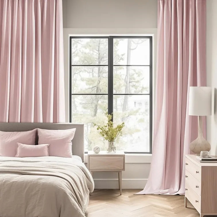 Crafted for children's bedrooms or playrooms, these back tab curtains in soft pink add a touch of elegance to your space. Each panel measures 52 inches wide and 84 inches long, making them perfect for any window size. Easily pair with various decor themes to elevate your room's modern aesthetic.