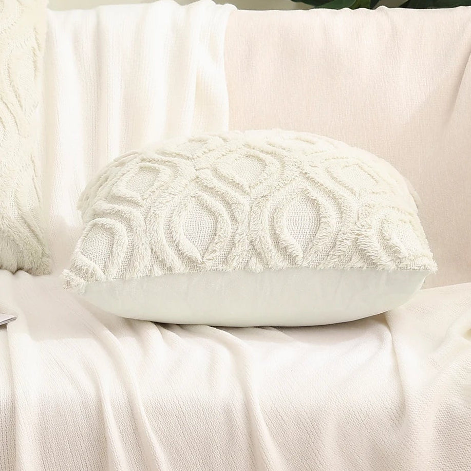 Get your kids' bedroom or playroom looking fresh and funky with this beige geometric pillow cover. These decorative throw pillow covers are crafted from fluffy flannel fabric on both sides, ensuring a luxuriously cozy and cuddly feel. Say hello to comfort and style with this one-of-a-kind accent piece.