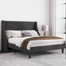 Load image into Gallery viewer, Transform your child or teenager&#39;s bedroom with this incredibly comfortable and stylish dark grey cotton  upholstered bed frame. Mattress not included.
