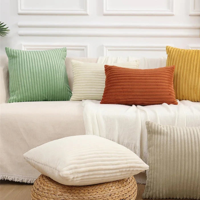 Get your kids' bedroom or playroom looking fresh and funky with this Sage Green Corduroy Pillow Cover. These decorative throw pillow covers are crafted from fluffy flannel fabric on both sides, ensuring a luxuriously cozy and cuddly feel. Say hello to comfort and style with this one-of-a-kind accent piece.