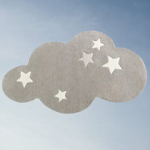This white cloud and stars rug offers an enchanting addition to your child's bedroom. Crafted from premium polyester for long-lasting appeal, its whimsical cloud and star motif is sure to bring a sense of serene beauty to the space. If there's a slight odor, Don't worry it is non-toxic and harmless just part of the rug creation. Place it in a ventilated area until it's odorless. Add an element of luxurious comfort to your child's space with this stunning rug.