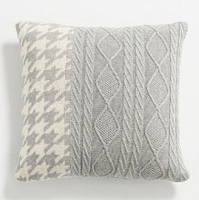 Load image into Gallery viewer, Brighten up your little one&#39;s space with this colorful handmade houndstooth knitted pillow! Crafted with 100% cotton, these vibrant, 17.71 x 17.71 inch pillow cases are sure to bring a smile to any room. Add a touch of happiness to your kid&#39;s bedroom today. This throw pillow cover comes in light grey, light brown, yellow, watermelon and red. Pillow inserts are not included.   Size: 17.71 x 17.71 inch (45cm x 45cm)  Material: Cotton Technic: Woven Pillow insert not included
