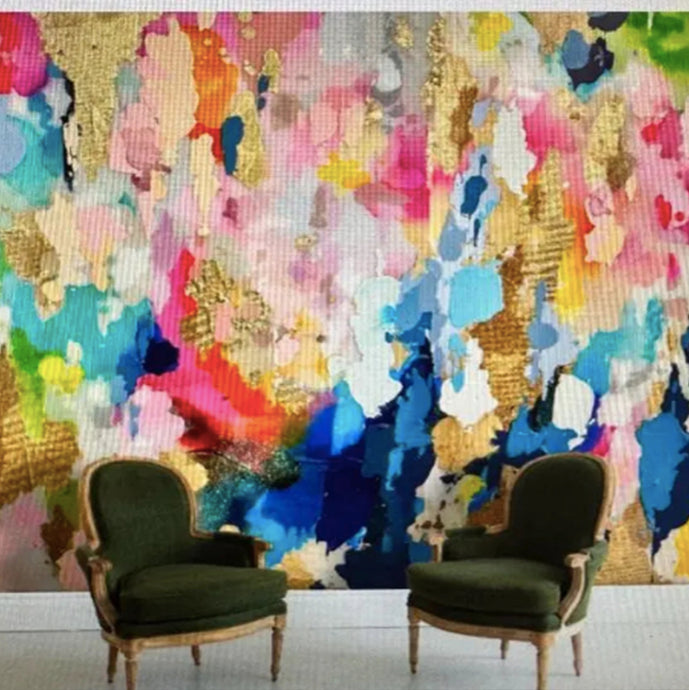 Decorate your kid's bedroom in style with this beautiful abstract oil painting mural. Each square meter is intricately crafted with extra thick paint that won't suffer from static, water, mould, or fire damage. Its natural and formaldehyde-free design is not only safe but also environmentally friendly. Requires wallpaper glue-paste for installation (not included). Make your kid's room unique and inspiring.