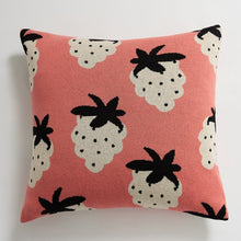 Load image into Gallery viewer, Brighten up your little one&#39;s space with this colorful strawberry knitted pillow cover! Crafted with summer strawberry cotton material, these vibrant, 17.71 x 17.71 inch pillow cases are sure to bring a smile to any room. Add a touch of happiness to your kid&#39;s bedroom today! Pillow insert not included.   Size:  17.71 x 17.71 inch (45cm x 45cm) Material: Cotton

