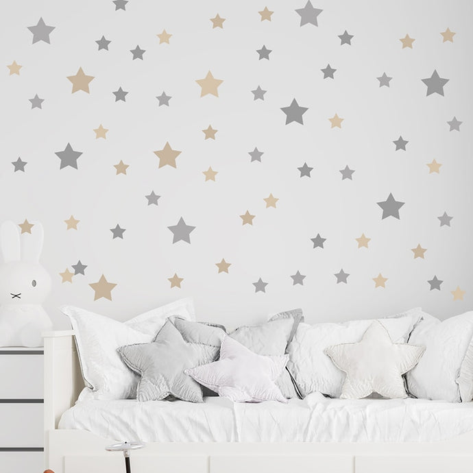 Cute star wall stickers for your little kid's room. Material: non-toxic PVC. These stickers are removable. Look at the instruction on how to apply. This is a translucent sticker, apply it on a solid colored wall. 