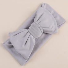 Load image into Gallery viewer, Sweet light grey bow knot head wrap for your 6 month to 3-year-old little girls. This baby and toddler headband comes in white, pink, amethyst, yellow, brown, green, blue and grey. Material: Cotton Blends. Size: 6.69 x 3.5 cm (17cm x 9cm).
