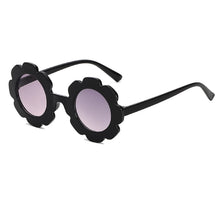 Load image into Gallery viewer, Black sunflower kids sunglasses for your little diva. These sunglasses are perfect for kids ages 3 to 9 years.
