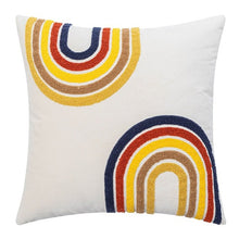 Load image into Gallery viewer, Decorate your children&#39;s bedroom with this stylish embroidered rainbow pillow cover! It is crafted to be soft and comfortable while being stylish enough to be a great addition to the room. Its embroidered pattern adds a touch of hapiness to your nursery or kids&#39; bedroom.   Size: 17.71. x 17.71 inches (45 x 45cm) Material: Cotton and Polyester Technics: Woven Open: Zipper Method: Cold water washed by hand Pillow insert (Filling) not included Package included: 1 pillow case
