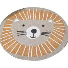 Load image into Gallery viewer, Bring your nursery to life with this purrfect round lion rug! Made from polyester with anti-slip backing, it&#39;s the adorable (and safe!) addition you&#39;re looking for. Watch their imaginations run wild with this one-of-a-kind rug in multiple sizes!  SIZES  31.49 x 31.49 inches (80cm x 80cm) | 2.62ft. X 2.62ft.  39.37. x 39.37 inches (100cm x 100cm) | 3.28ft. x 3.28ft. 47.24 x 47.24 inches (120cm x 120cm) | 3.93ft. x 3.93ft. 51.18 x 51.18 inches (130cm x 130cm) | 4.26ft. x 4.26ft.
