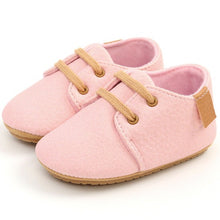 Load image into Gallery viewer, Rubber sole anti-slip first walkers leather pink shoes for baby and toddlers age Infant Newborn to 18 months.
