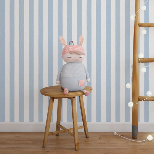Let your child's imagination run wild with our Blue Stripes Wallpaper! Turn their bedroom, nursery, or playroom into a colorful and cheerful oasis.