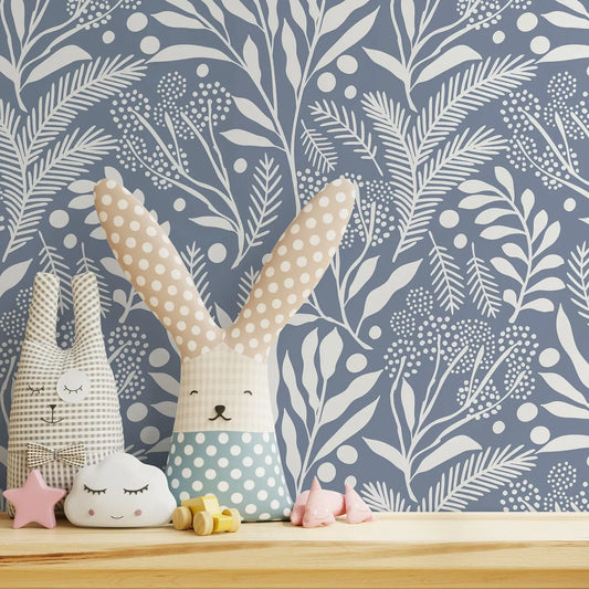 Get ready to leaf your worries behind with this Blue Vintage Leaves Wallpaper! Perfect for a kid's bedroom or playroom, this waterproof, moisture-proof, and mold-proof wallpaper also has sound-absorbing properties.