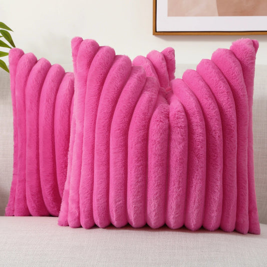 Transform your child's bedroom or playroom into a vibrant and unique space with this faux fur pillow cover in fuchsia pink. Made of soft material on both sides, these throw pillow covers provide unparalleled comfort and warmth. Elevate your decor with this exceptional accent piece that combines comfort and style.