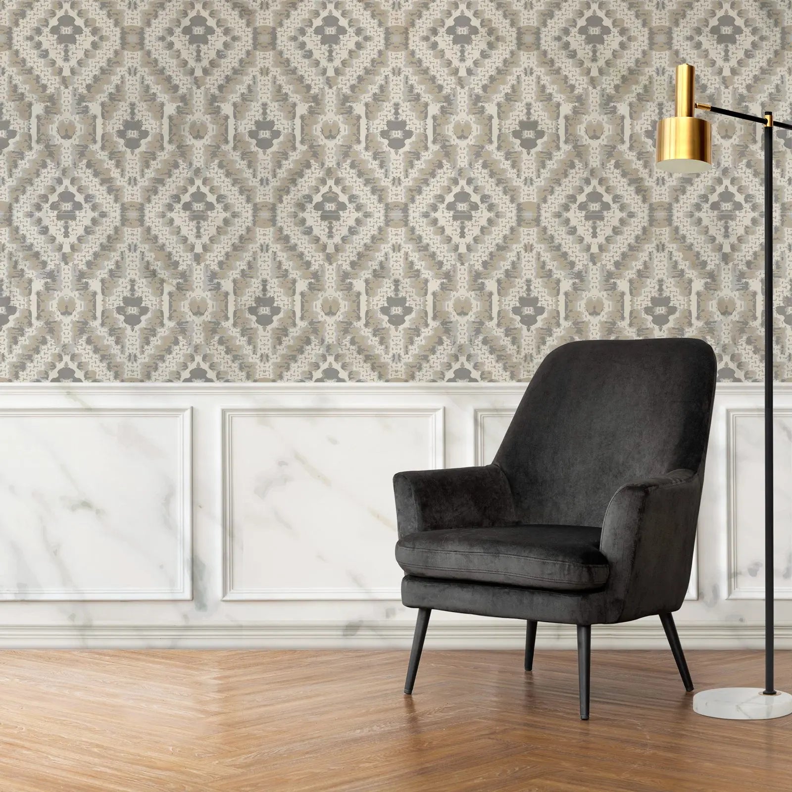 Transform your child's bedroom or playroom with this fabulous geometric ikat wallpaper. It'll bring a splash of excitement to their space!