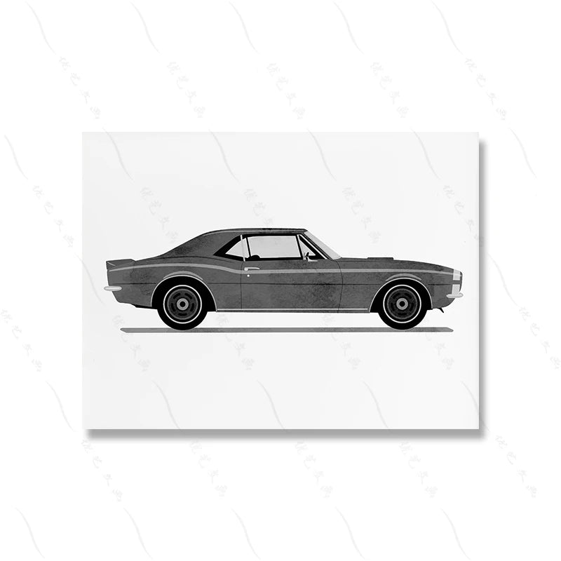 Enter a world of vintage charm with these art works on canvas featuring classic cars. Let your imagination transport you to another time and place as you admire the intricate details in each piece.