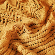 Load image into Gallery viewer, Bring the warmth of cozy comfort into your kid&#39;s bedroom with this soft, yellow knitted throw blanket! Crafted from light weight material, your little one can snuggle up in luxurious softness for a better night&#39;s sleep.  Size: 47 x 70 inches (120cm x 177cm) Material: 100% High Quality Acrylic Excellent light fastness Machine Wash: Color separate in a gentle cold water cycle. Tumble dry low, Low iron.
