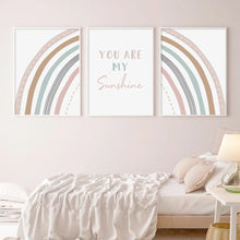 Load image into Gallery viewer, Bring a pop of color to your child&#39;s bedroom or playroom with our Pastel Rainbow Art on Canvas. Available in various sizes and featuring waterproof ink, this canvas is sure to add a touch of magic to any space. Frame not included. 
