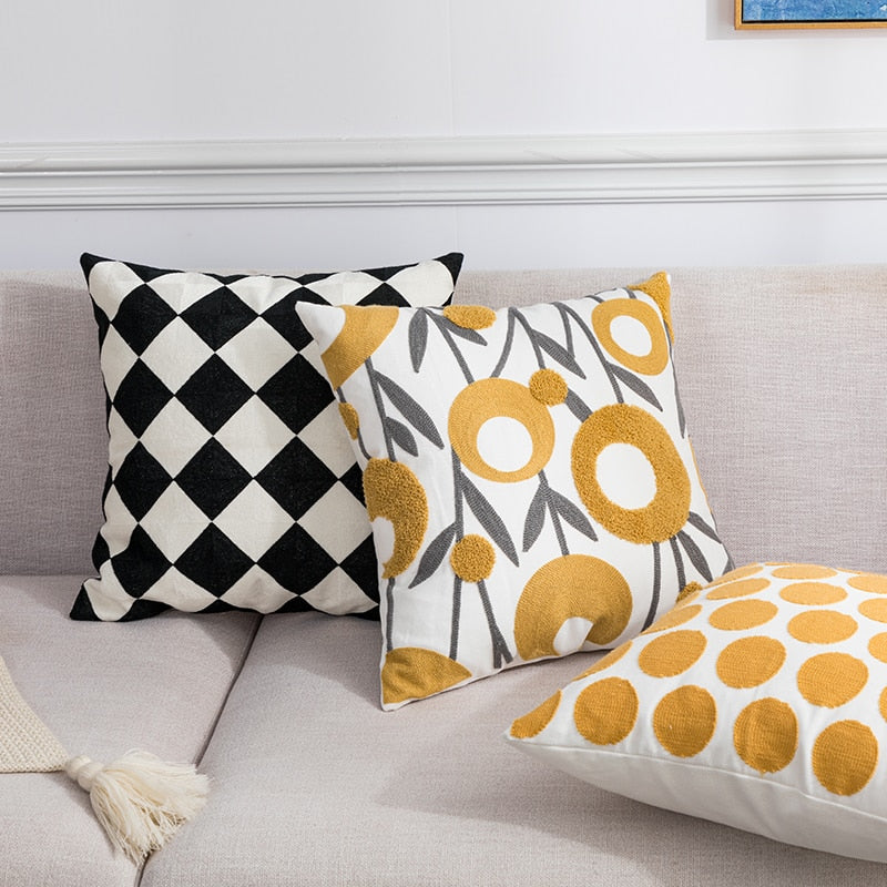 Let your little ones snuggle up in style with this soft, comfy geometric black and white pillow cover! Perfect for adding a hint of sophistication to any nursery or children's bedroom, its embroidered pattern is sure to be a hit with the kids (and the grown-ups too!). Add some fun to the decor today!