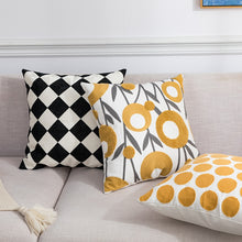 Load image into Gallery viewer, Let your little ones snuggle up in style with this soft, comfy geometric black and white pillow cover! Perfect for adding a hint of sophistication to any nursery or children&#39;s bedroom, its embroidered pattern is sure to be a hit with the kids (and the grown-ups too!). Add some fun to the decor today!
