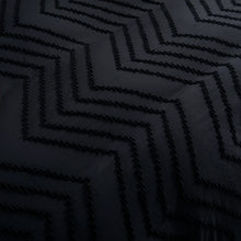 Load image into Gallery viewer, Discover the ultimate Black Geometric Bedding Set, available in multiple sizes, to elevate your child&#39;s bedroom. It includes one duvet cover and two pillow cases, with a durable and easy-to-clean linen fabric. Personalize the perfect fit by measuring your current duvet cover. Duvet and pillow inserts not included. Crafted from 100% linen material, this set exudes luxury and style.
