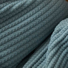 Load image into Gallery viewer, Bring the warmth of cozy comfort into your kid&#39;s bedroom with this soft, ocean blue knitted throw blanket! Crafted from light weight material, your little one can snuggle up in luxurious softness for a better night&#39;s sleep.  Size: 50 x 62 inches (127cm x 157cm) Material: 100% High Quality Acrylic Machine Wash: Color separate in a gentle cold water cycle. Tumble dry low, Low iron.
