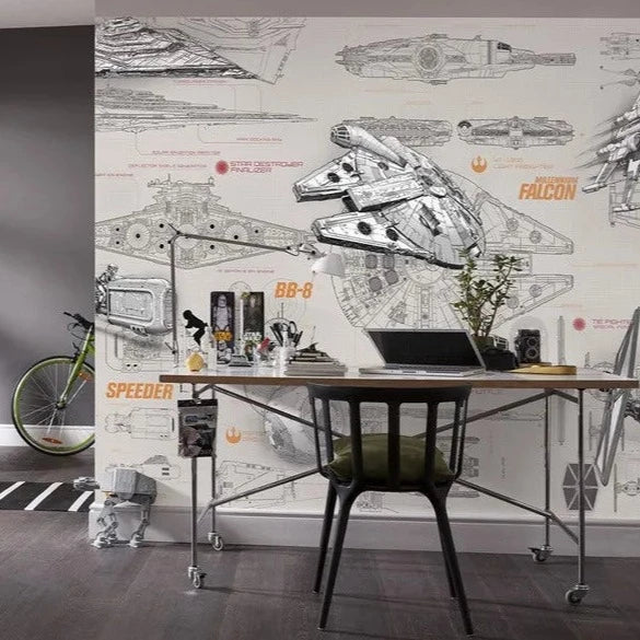 Add a cosmic punch to your kid's room with this unique Star Wars mural! It's made with thick paint that won't crack or discolor from water, fire, or static. Plus, it's formaldehyde-free and eco-friendly! Just add glue-paste (not included) and watch your kid's room light up with out-of-this-world style!