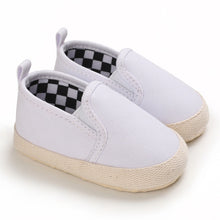 Load image into Gallery viewer, Introducing Casual white Loafers that perfectly complete any little one&#39;s outfit. Available in a variety of colors and designs, these baby loafers are perfect for newborns and toddlers up to 18 months. Make every step your mini-me takes extra special with these adorable shoes! Upper Material: PU. Outsole Material: Cotton. 
