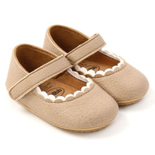Load image into Gallery viewer, These adorable bowknot baby shoes come in multiple colors, making them an ideal choice for your little girl. Perfect for newborns through 18 months, the soft material and flexible soles are designed for comfort and durability. Upper Material: PU Leather. Outsole Material: Rubber. Fashion Element: Butterfly-knot. Closure Type: Hook &amp; Loop. 
