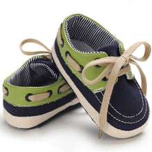 Load image into Gallery viewer, Your little one will look stylish and adorable in these Baby Two-Tone Loafers! Available in multiple colors, these loafers are perfect for your newborn to 18 month old, keeping them comfortable and always looking fashionable! Upper Material: PU Outsole Material: Cotton Closure Type: Lace-up
