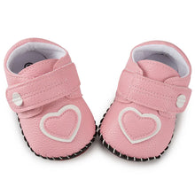 Load image into Gallery viewer, Indulge your little one with these adorable Pink Heart Baby Shoes! Perfect for infants, these shoes are both comfortable and stylish. Featuring a soft, breathable design and a non-slip rubber bottom, they&#39;re the perfect choice for prewalkers. Lightweight and anti-slip, these shoes are a must-have for your little angel&#39;s wardrobe. Order now and see for yourself!
